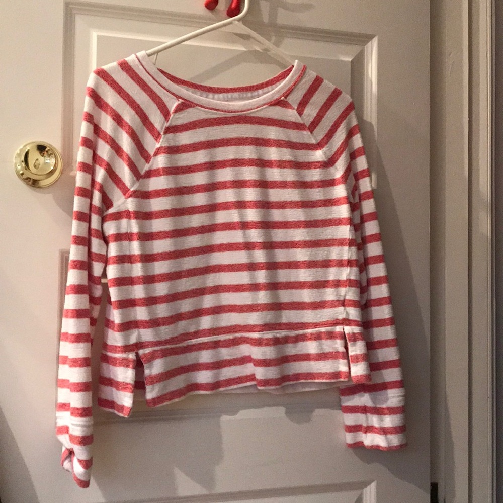 Striped red and white color terry cloth shirt!